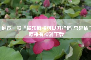 推荐一款“微乐麻将可以开挂吗 总是输”原来有神器下载