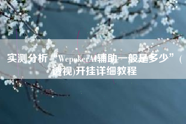 实测分析“WepokerAI辅助一般是多少”(透视)开挂详细教程
