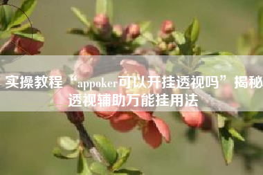 实操教程“appoker可以开挂透视吗”揭秘透视辅助万能挂用法
