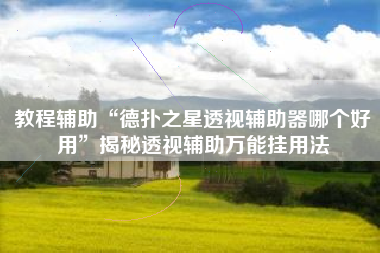 教程辅助“德扑之星透视辅助器哪个好用”揭秘透视辅助万能挂用法