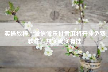 实操教程“微信微乐甘肃麻将开挂免费软件	”其实确实有挂