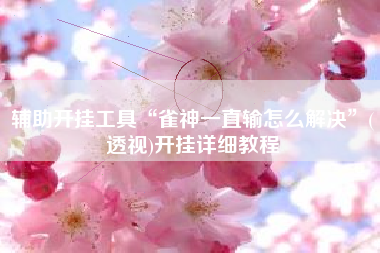 辅助开挂工具“雀神一直输怎么解决”(透视)开挂详细教程