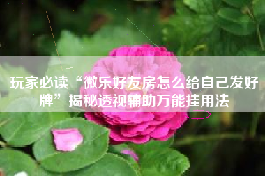 玩家必读“微乐好友房怎么给自己发好牌	”揭秘透视辅助万能挂用法