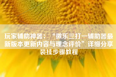 玩家辅助神器：“微乐三打一辅助器最新版本更新内容与理念评价”详细分享装挂步骤教程