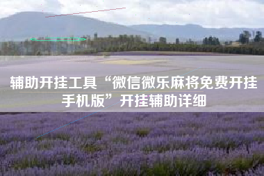 辅助开挂工具“微信微乐麻将免费开挂手机版	”开挂辅助详细