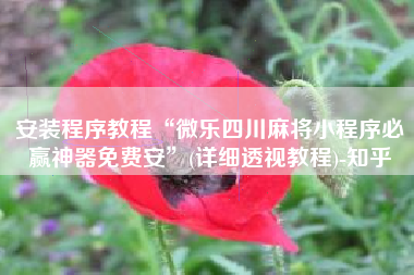 安装程序教程“微乐四川麻将小程序必赢神器免费安”(详细透视教程)-知乎