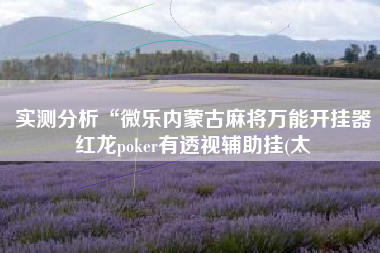 实测分析“微乐内蒙古麻将万能开挂器红龙poker有透视辅助挂(太