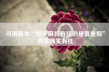 可用版本“微乐麻将有挂的是真是假	”其实确实有挂