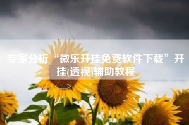 专家分析“微乐开挂免费软件下载	”开挂(透视)辅助教程