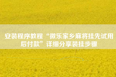 安装程序教程“微乐家乡麻将挂先试用后付款”详细分享装挂步骤