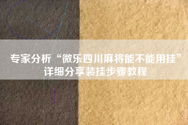 专家分析“微乐四川麻将能不能用挂”详细分享装挂步骤教程