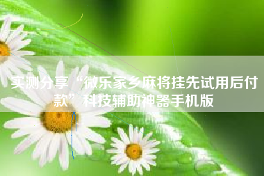 实测分享“微乐家乡麻将挂先试用后付款”科技辅助神器手机版