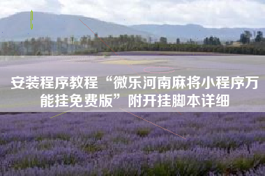 安装程序教程“微乐河南麻将小程序万能挂免费版”附开挂脚本详细